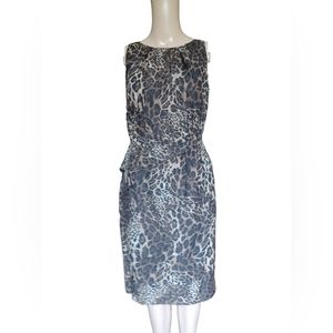David Meister Womens Sleeveless Animal Print Sheath Dress Knee Length Size 2
